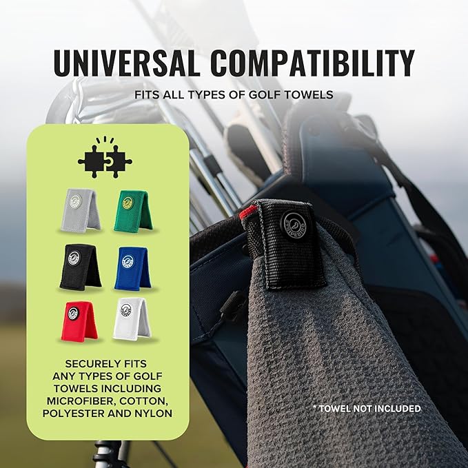 Stripebird Magnetic Clip for Any Towel (Black) - Highest Strength Magnet for Golf Towel - Removable - Golf Towels for Men