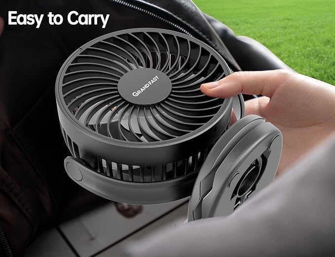 Golf Cart Rechargeable Fan Compatible with EZGO Club Car Yamaha, Golf Palyer Summer Essential 3 Powerful Speeds Clip on Fan with 360° Pivot, 13 Hrs Run Cordless, Battery Operated for Golf Cart