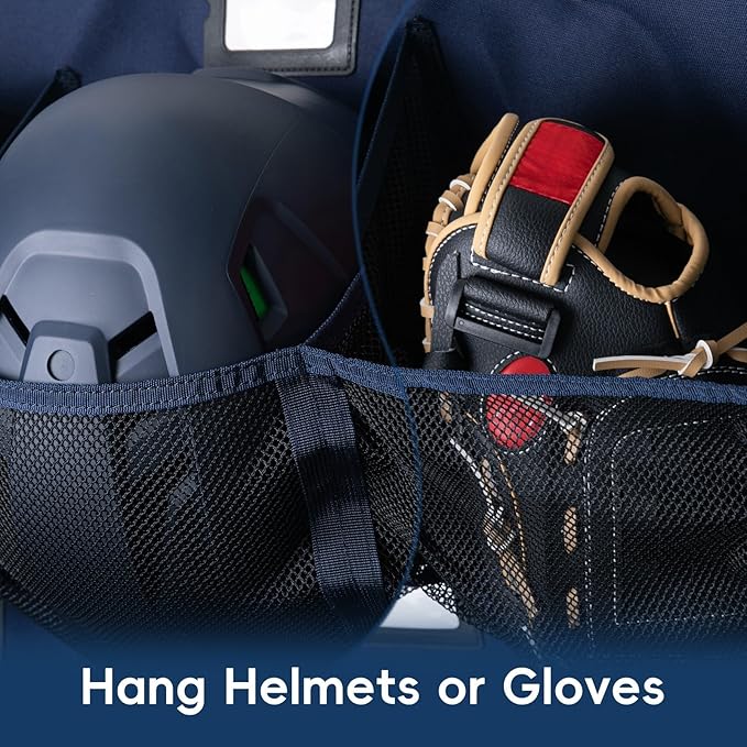 KAVIGOR Baseball/Softball Dugout Organizer - 15+ Helmet & Glove Storage Bag, Military-Grade 900D Fabric & 6 Reinforced Steel Hooks