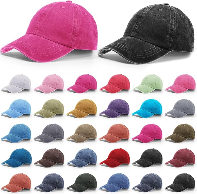 Yahenda 30 Pack Vintage Baseball Cap Washed Denim Distressed Bulk Adjustable Cotton Dad Hat Golf Hats for Women Men