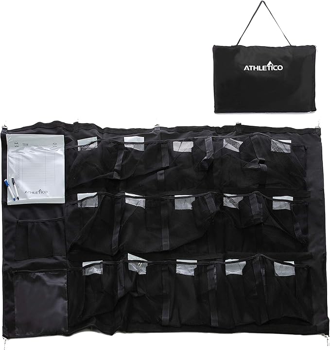 Athletico 15 Player Dugout Organizer - Hanging Baseball Helmet Bag to Organize Baseball Equipment Including Gloves, Helmets, Batting Gloves, Balls, & More