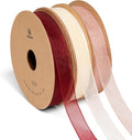 Vitalizart 3/8" x 30Yd Organza Ribbon Red Pink White Sheer Ribbons Set 10 Yd x by Vitalizart