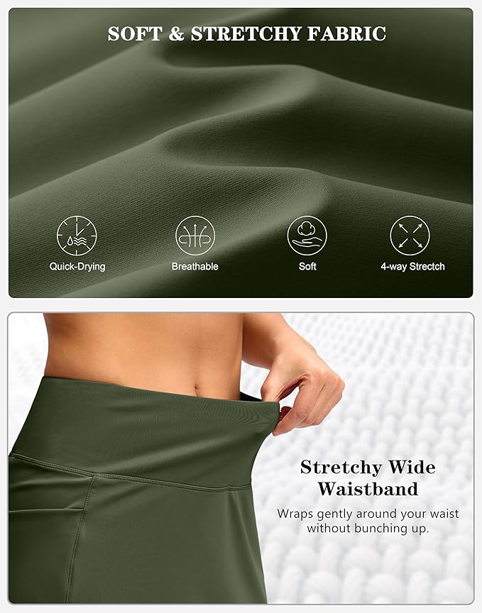 Women's Golf Skirts Skort 4 Side Pockets High Waisted Stretchy Tennis Skirt with Short Athletic Casual
