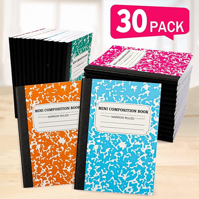 feela Mini Composition Notebook, Cute 30 Pack 5 Pastel Colors Narrow Ruled Mini - Image 4