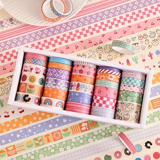 32 Rolls Colorful Cute Floral Writable Washi Tape Set, Decorative Tapes - Image 4
