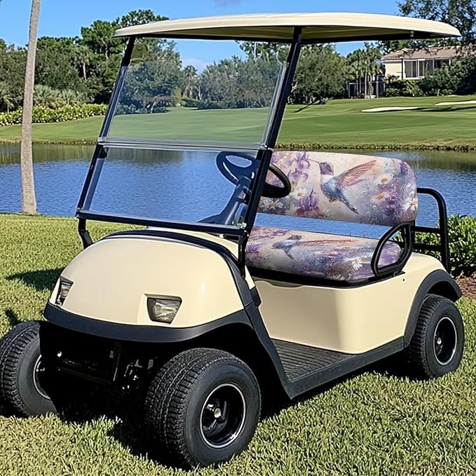 Suobstales Golf Cart Front and Rear Seat Cover Set for EZGO TXT RXV & Club Car DS 2 Passenger, Washable Bench Seat Covers Kit
