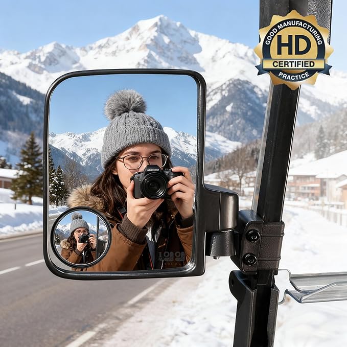 10L0L Golf Cart Mirrors with Blind Spot Mirrors No Drilling 180 Degree Rotation & Foldable-HD Shatterproof Glass Mirrors for Golf Cart Club Car EZGO and Other (New for 2026)