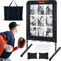 9 Hole Pitching Net with Strike Zone, Baseball Softball Pitching Target – Adjustable Height Portable Indoor Outdoor Training Equipment for Pitchers of All Levels, Coaches, and Players
