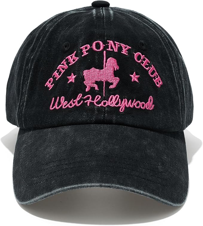 Pink Pony Club Embroidered Trucker Hat Women Baseball Cap Adjustable Cotton dad hat.