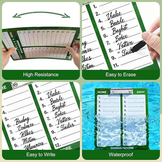 Baseball Lineup Board for Dugout, Double-Sided Dry Erase Clipboard Coaching Clipboard for Baseball, Softball, Softball Lineup Board with Marker, Baseball Coaching Accessories