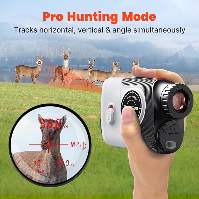 Golf Rangefinder with Slope & Red Backlight, 1500Yards Laser Range Finder, 0.3s FlagLock Vibration, 7X Magnification, Magnet Stripe, 85% Transmission Lens for Golfing/Hunting, Golf Accessories