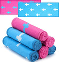 Tegeme 6 Pcs Cross Baseball Towels Cross Sports Pocket Towels 5 x 15 Inch Microfiber Sweat Sport Rags Absorbent Wipes for Players Coaches Blue Pink Set Training Workout Games Gift
