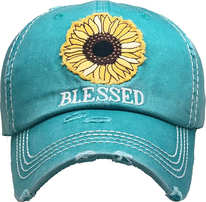 Funky Junque Distressed Vintage Baseball Cap - Embroidered Patch Women's Hat - Holiday, Lifestyle & Patriotic Designs