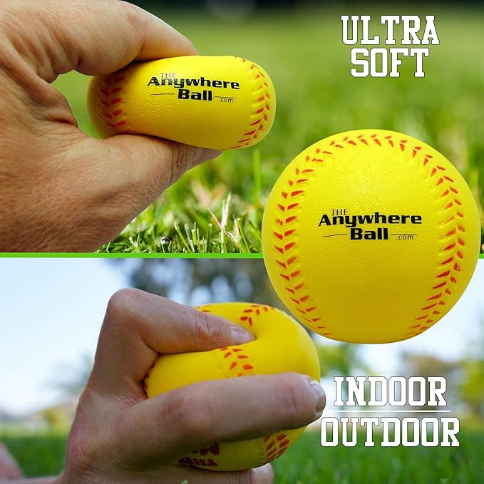 The Anywhere Ball Baseball & Softball Foam Training Ball (6 Pack Bundle)