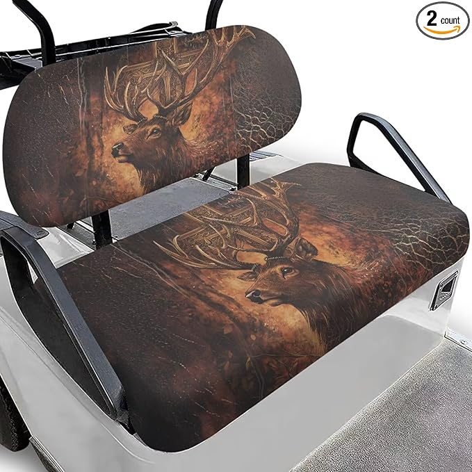 Suobstales Golf Cart Front and Rear Seat Cover Set for EZGO TXT RXV & Club Car DS 2 Passenger, Washable Bench Seat Covers Kit