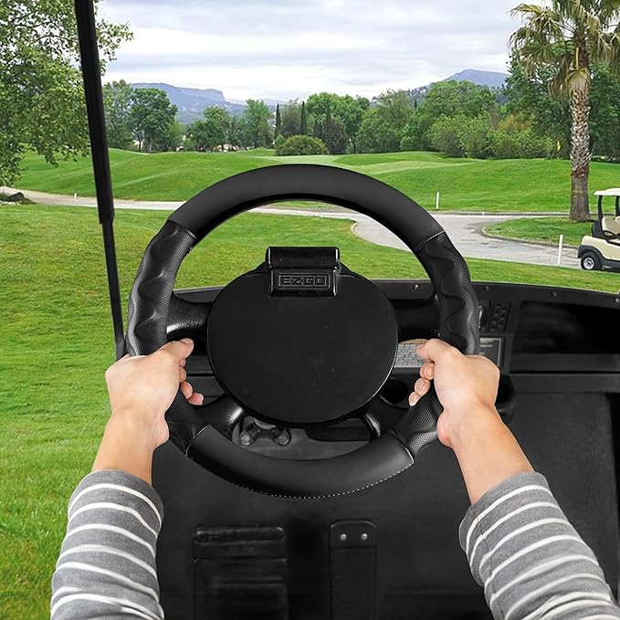 10L0L 13 Inch Golf Cart Steering Wheel Covers for EZGO TXT&RXV, Upgraded Microfiber Anti-Slip Steering Wheel Cover with Pu Leather