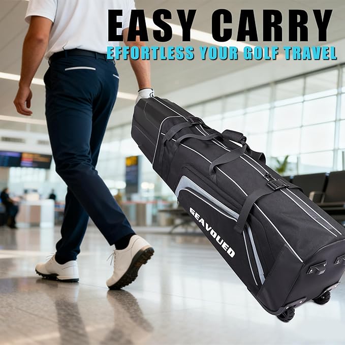 Golf Travel Bag with Hard Case Top and Wheels ，Premium Oxford Fabric, Golf Travel Bags for Airlines ，Protect Your Club for Safe Transport