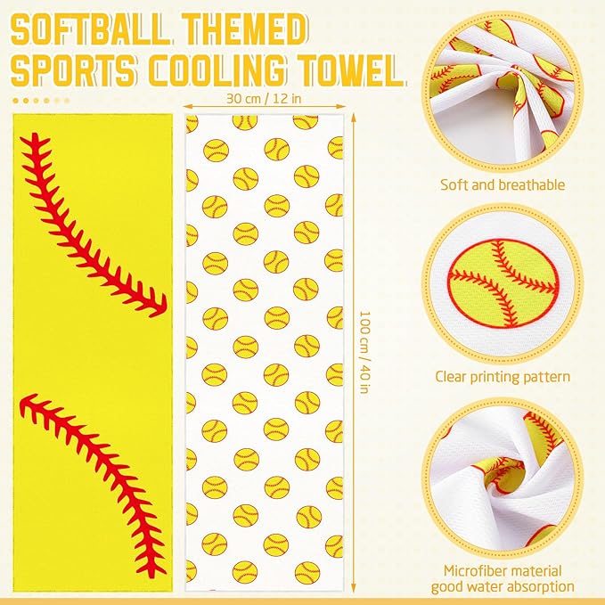 FuWeave 12 Pcs Softball Cooling Towels 40 x 12 Inch Soft Breathable Sport Ice Towels Microfiber Fast Drying Team Gifts for Yoga Gym Camping Running