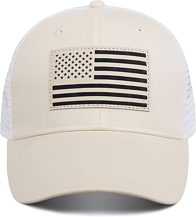American Flag Trucker Hat - Snapback Hats for Men Women Baseball Cap - Breathable Mesh & Adjustable Fit for Casual Wear