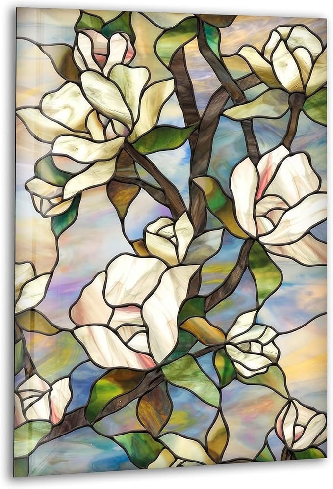 My Photostation.com Round 24'' Stained Magnolia Glass Wall Art Tempered Glass by MyPhotostation