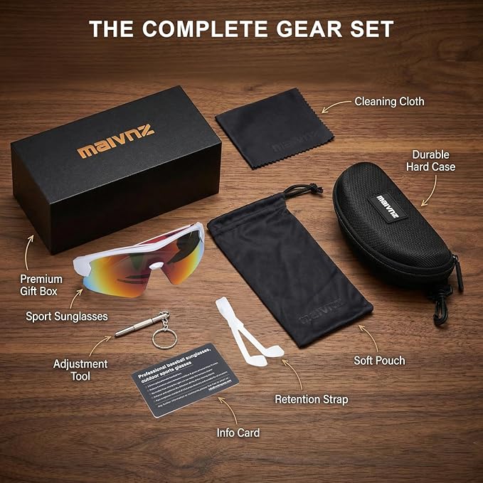 maivnz Youth Baseball Sunglasses for Boys and Girls Ages 6-12, Kids Sports Glasses for Softball Cycling, Helmet Compatible
