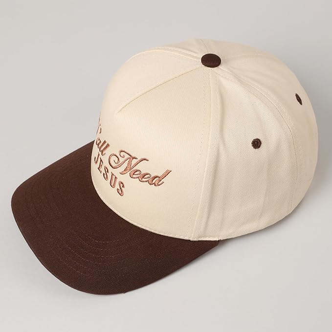 MIRMARU Two-Tone Vintage Canvas Trucker Hats for Men & Women, Adjustable Size Baseball Caps with Trendy Embroidered Design