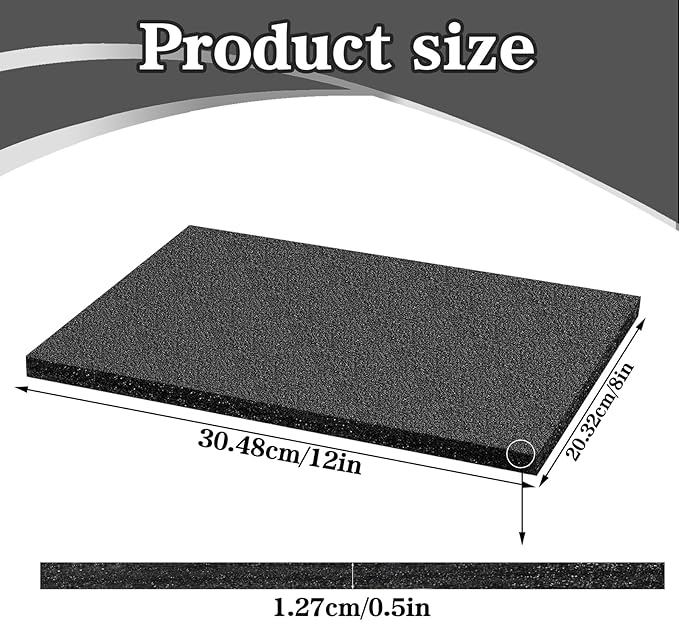 15 Pcs 12" x 8" x 0.5" Polyethylene Foam Thick Foam Sheet Firm Black Foam - Image 2