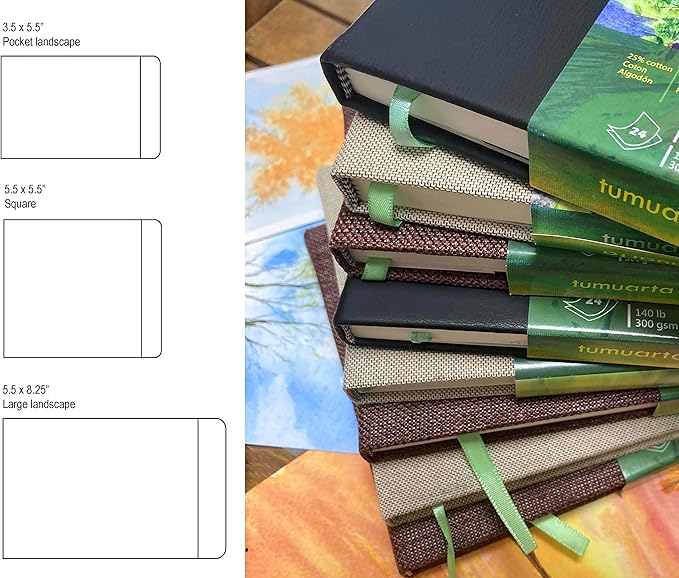 tumuarta Square Watercolor Journal, 140 LB, 300 GSM, Cotton Paper, Cold Press - Image 5