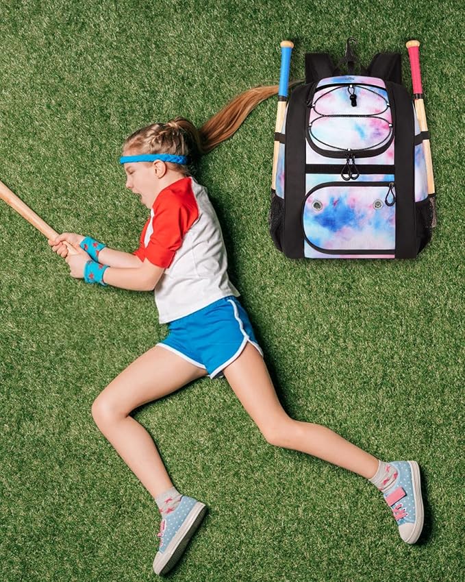 MATEIN Softball Bag, Lightweight Baseball Backpack with Shoe Compartment, Baseball Bag with Fence Hook for TBall Bat & Equipment, Softball Gifts Catchers Backpack for Women Fit Catcher’s Mitt, Helmet