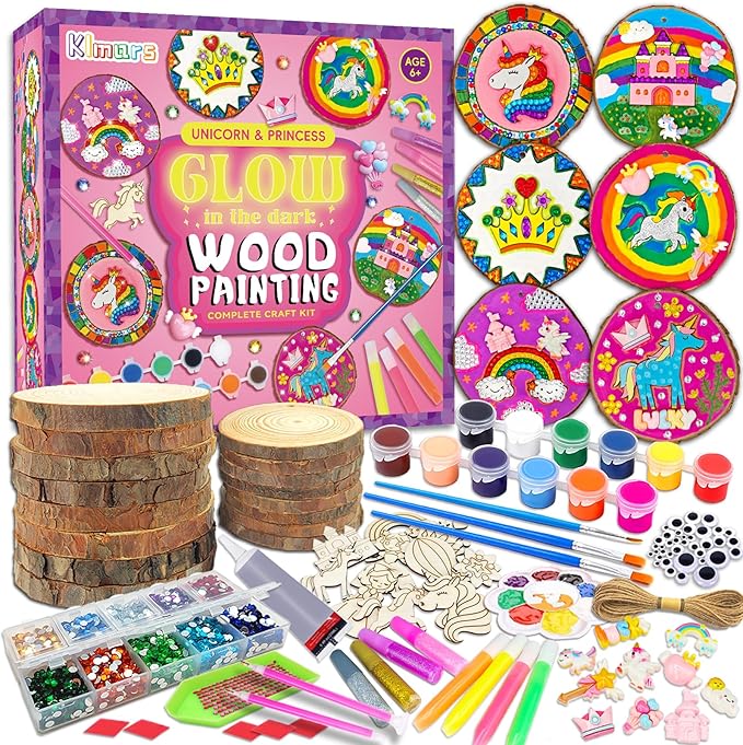klmars Unicorn Themed Wooden Painting Kit-Glow in The Dark-Arts & Crafts Gifts by klmars