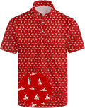 Golf Polo Shirts for Men Funny Print Short Sleeve Golf Shirts Performance Golf Polos