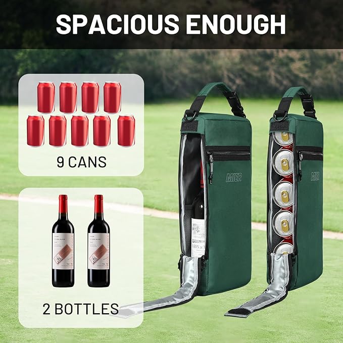 MIER Golf Bag Cooler Insulated Soft Cooler Bag Golf Accessories for Men 9 Cans Portable Beer Cooler Sleeve for Picnic Beach Outdoor Activities
