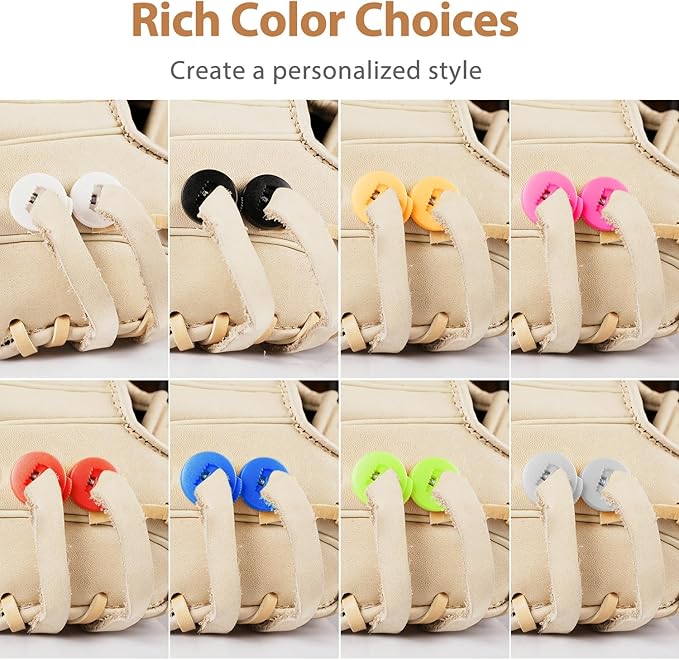 Glove Locks, 8-Pack Baseball/Softball Glove Lace Locks – Vibrant Colors, No Retie Knots, Spring-Lock Tech, Durable Design.