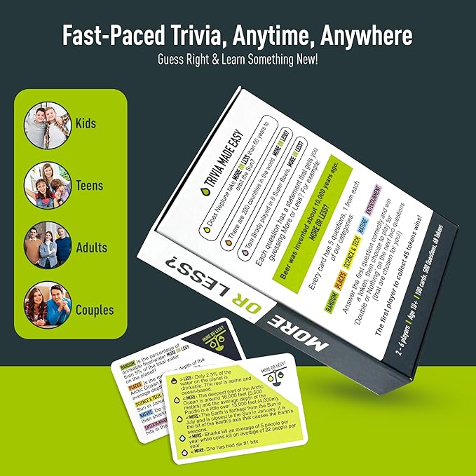More Or Less? Trivia Card Game - Image 6