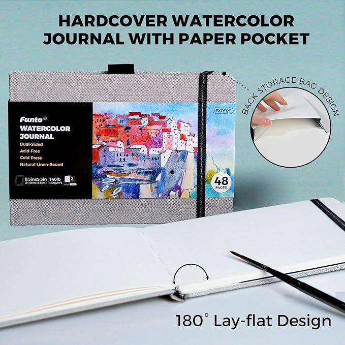 Funto Watercolor Journal, 2 Pack, 48 Pages Each, Cold-Pressed, Inner Paper - Image 4