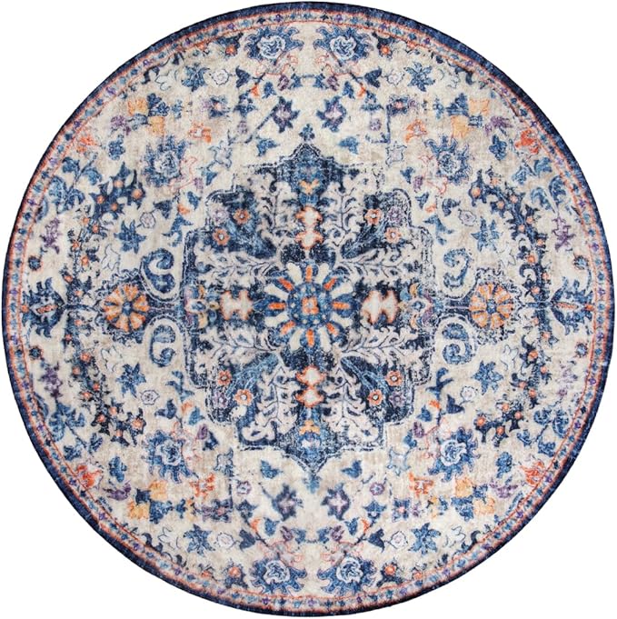 Lahome Round Rug 4ft, Washable Bathroom Rug Non Slip Entryway Circle Mat - Image 9