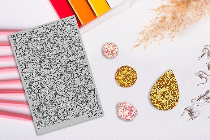 Arbuya Polymer Clay Sunflower Texture Sheets - Image 3
