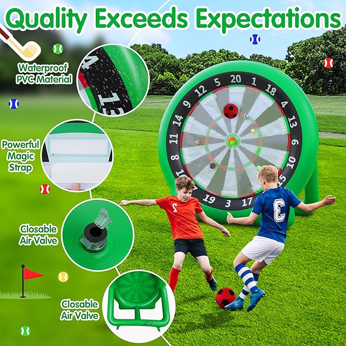 6FT Inflatable Dartboard, Giant Kick Darts Soccer Darts Golf & Throw Dart - Image 6