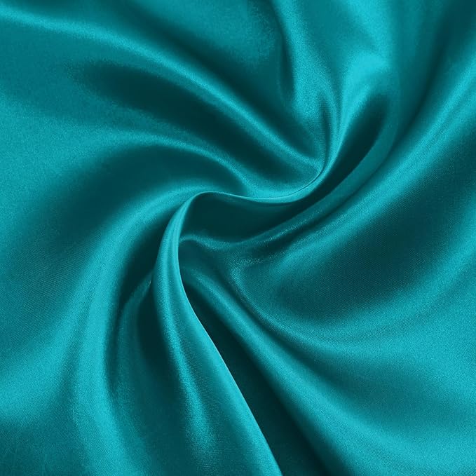 RUDONG M Teal Satin Fabric by The Yard, 1 Yard x 60 Inch Wide Silky Charmeuse by RUDONG+M