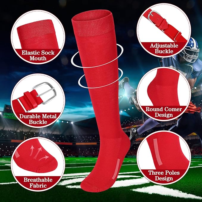 Haysandy Baseball or Softball Sock and Belt Combo Set 3 Football Baseball Socks with Softball Belt for Youth Boys Kids