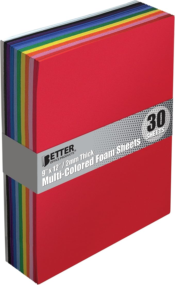 Better Office Products 30 Pack EVA Foam Sheets, 9 x 12 Inch, 2mm Thick by BetterOfficeProducts