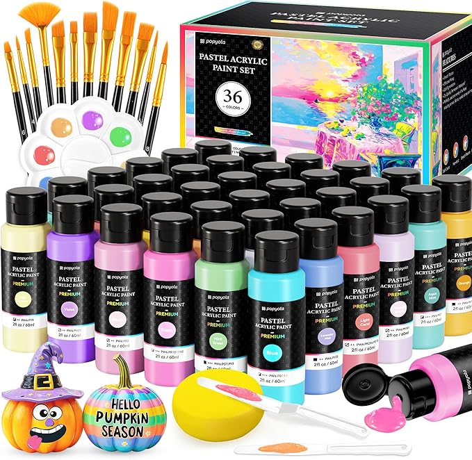52 PCS Pastel Acrylic Paint Set by POPYOLA