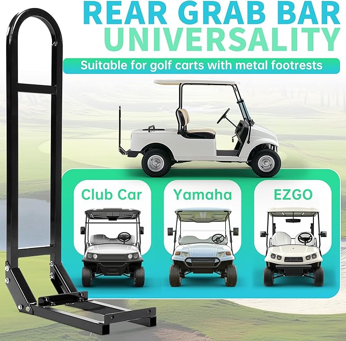 ECOTRIC Universal Golf Cart Rear Seat Safety Grab Bar Safety Seat Handle Rail Handles for Yamaha Club Car EZGO TXT DS Golf Cart Accessories