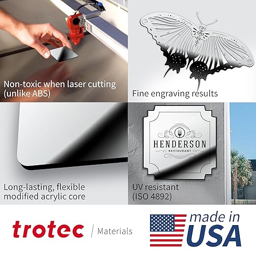 Trotec | Metallic Looking Acrylic Sheet | 12"x20"x1/16, Name Plate | USA Made - Image 3