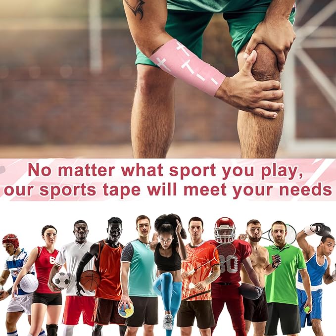 MiniInflat 2 Pcs Christian Cross Athletic Tape Sports Tape 2in x 23ft Religion Jesus Wrist Wrap for Soccer Football Baseball, Gift for Graduation Teacher Nurses Week Pentecost(Pink,Crosses)