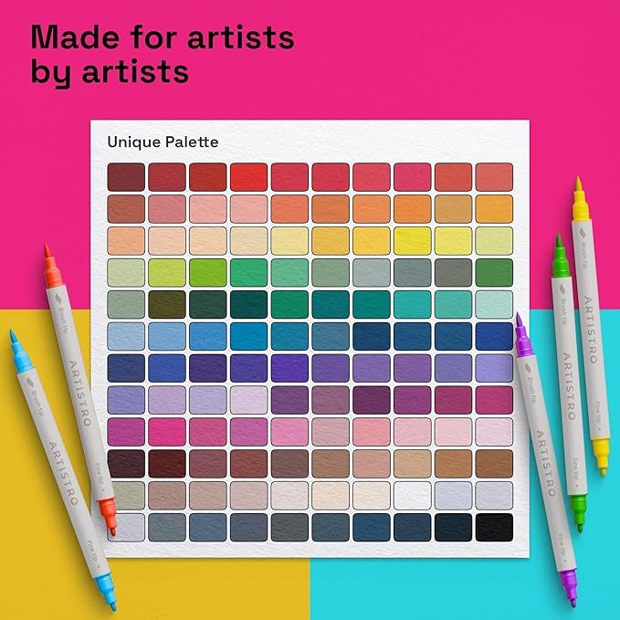 ARTISTRO 120 Dual Tip Brush + Fine Acrylic Paint Markers - Image 5