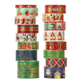 16 Rolls Christmas Washi Tape Holiday Masking Tape 4 Sizes Red Green Christmas by Sereliy