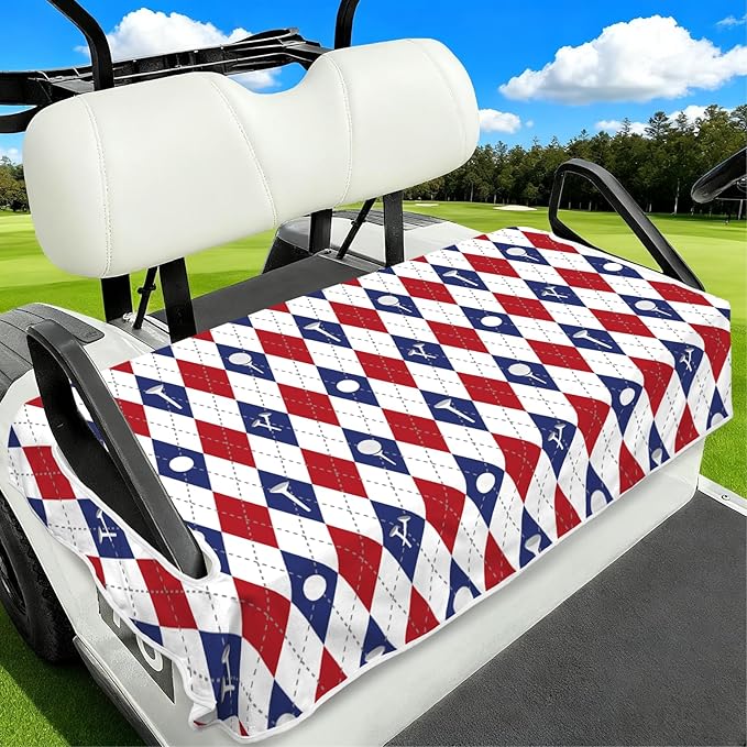 Golf Cart Seat Covers Club Car Golf Cart Accessories for Men Women Golf Carts Seat Towel Blanket 2-Seat Golf Cart Decorations
