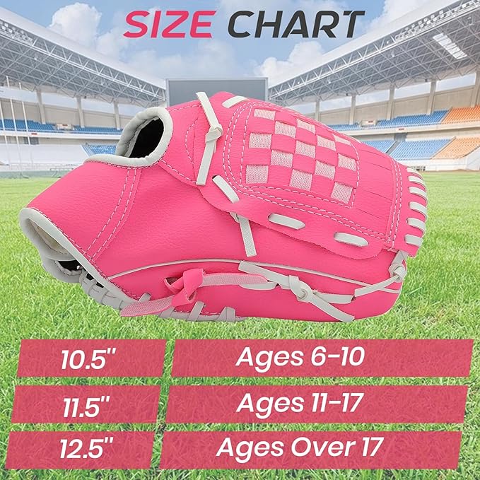 Baseball Glove + Ball Sets, Softball Glove, Baseball Mitt, 10.5''-12.5'' for Youth/Adult Training and Beginner Play, Synthetic Leather Softball Mitt