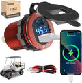 10L0L 9V-55V Input Golf Cart Quick Charge 3.0 Dual USB Charging Socket,2 in 1 USB Ports & Digital Voltmeter Universal for Club Car,EZGO and Yamaha,Metal Shell Safe Charge Outlet